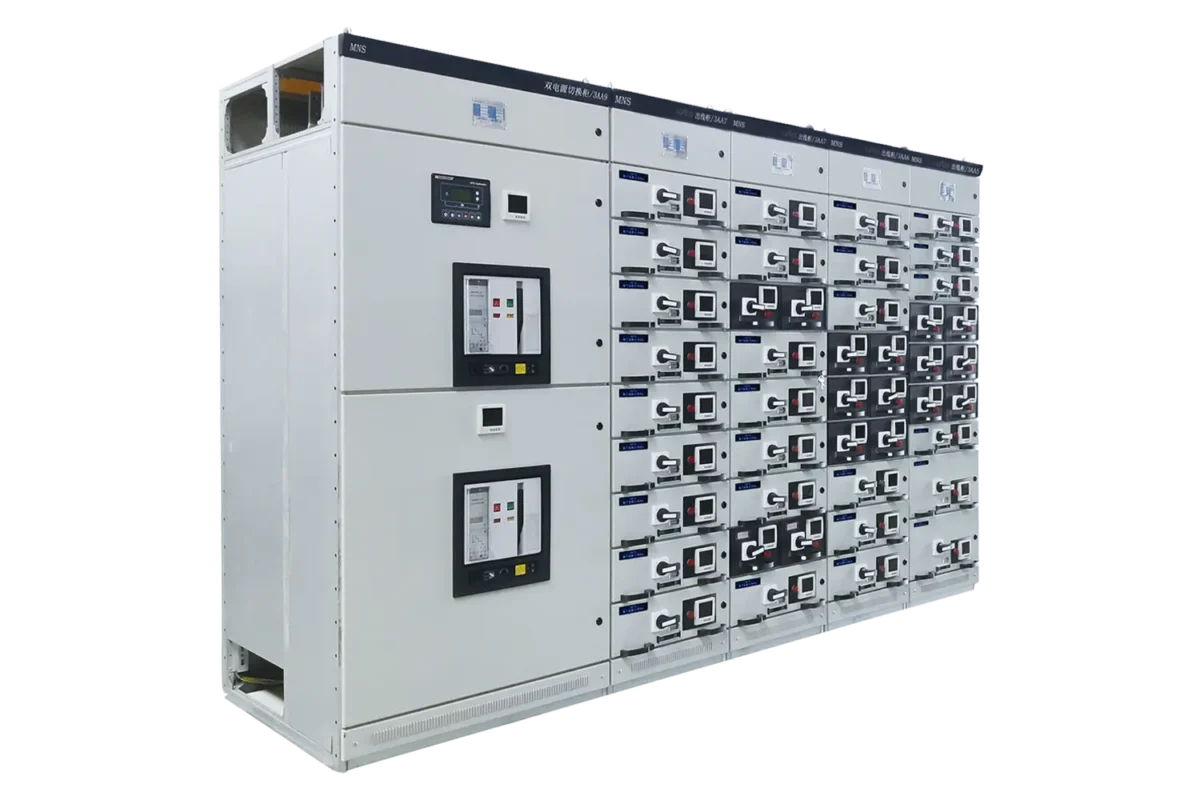 HJATIS HJ-MNS 6300A 100kA withdrawable low voltage switchgear, featuring Form 4b separation for zero downtime in continuous industrial power control