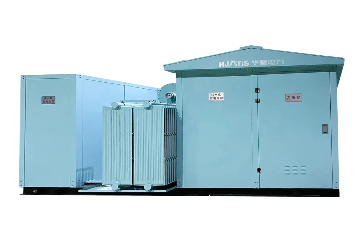 HJATIS HJ-CSS-R 40.5kV 6300kVA renewable energy step-up substation, featuring heavy-duty cooling and wide voltage tolerance for direct solar and wind power grid connection