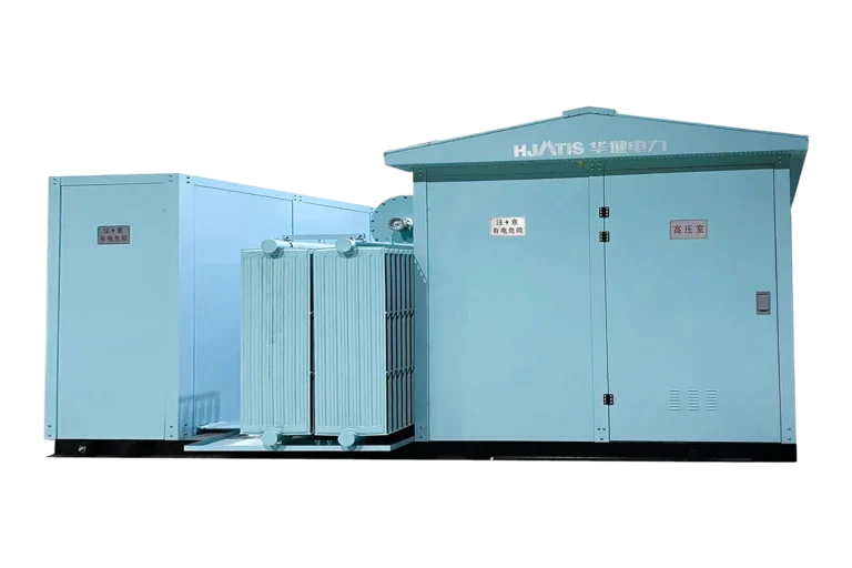 HJATIS HJ-CSS-R 40.5kV 6300kVA renewable energy step-up substation, featuring heavy-duty cooling and wide voltage tolerance for direct solar and wind power grid connection